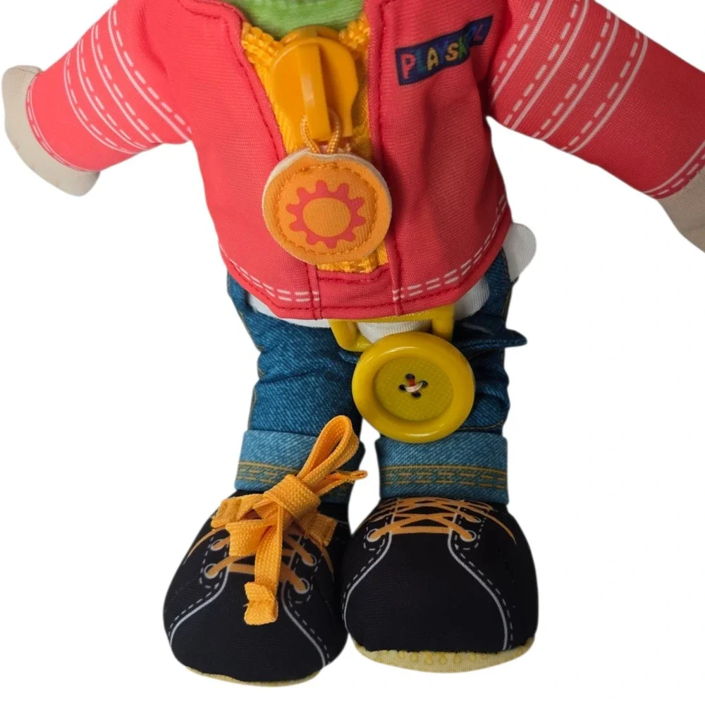 Playskool Dressy Kids Plush Boy Doll Learn To Dress Teaching‎ Toy Zipper Shoes